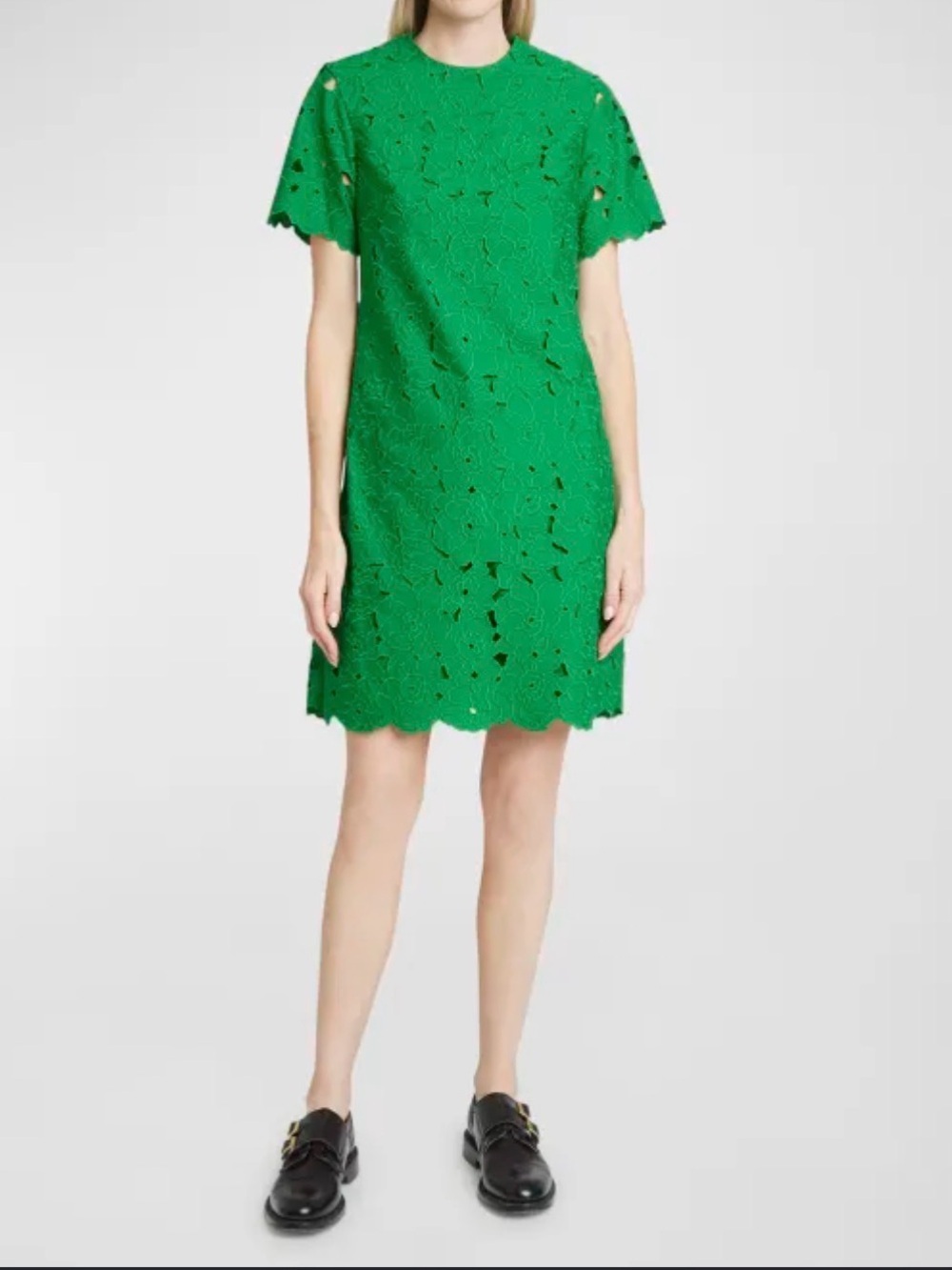 ERDEM Green Floral Lace V-Neck Midi Dress size US8
